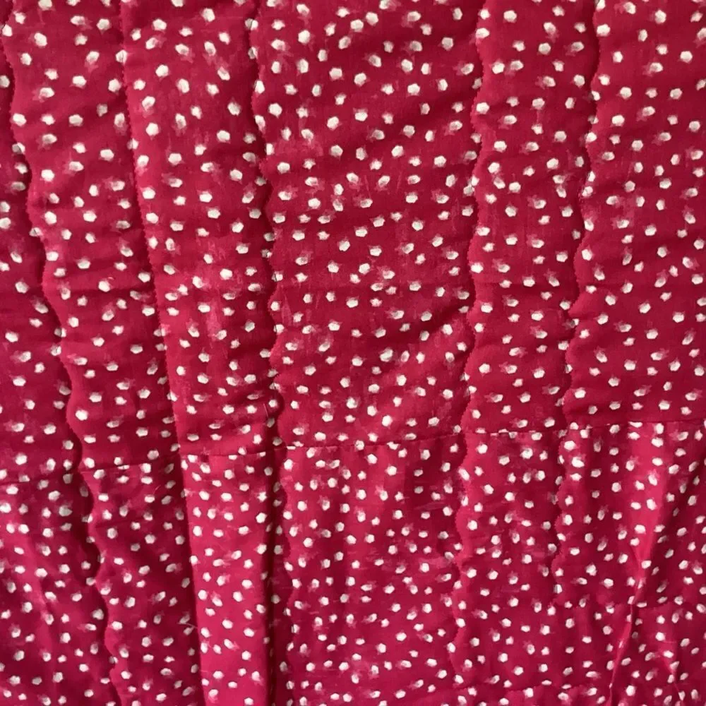 NWT. Hand Crafted “Strawberry Fields” Red and White Patchwork Quilt